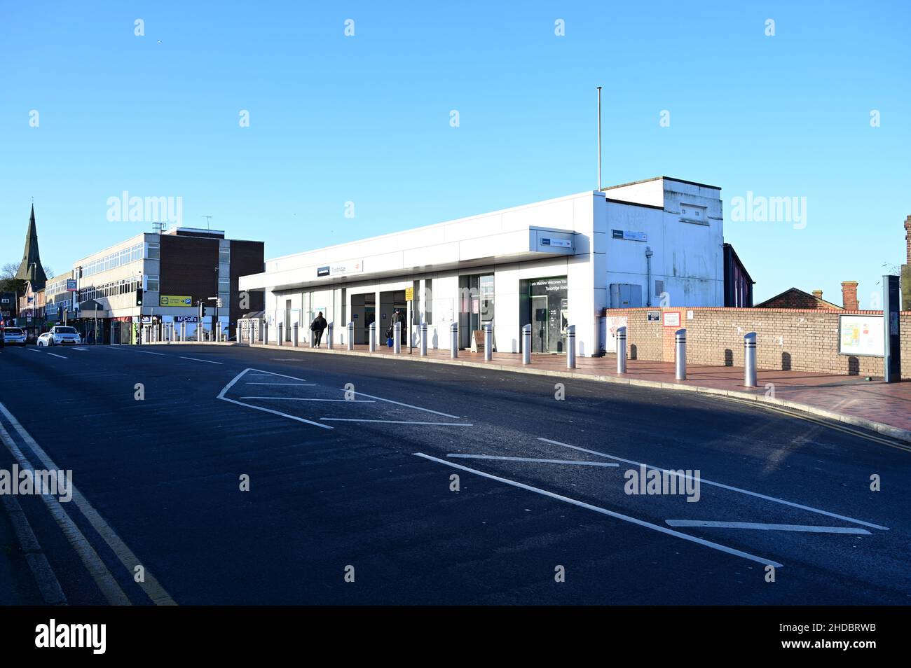 The entrance to Tonbridge station from the main road. Stock Photo