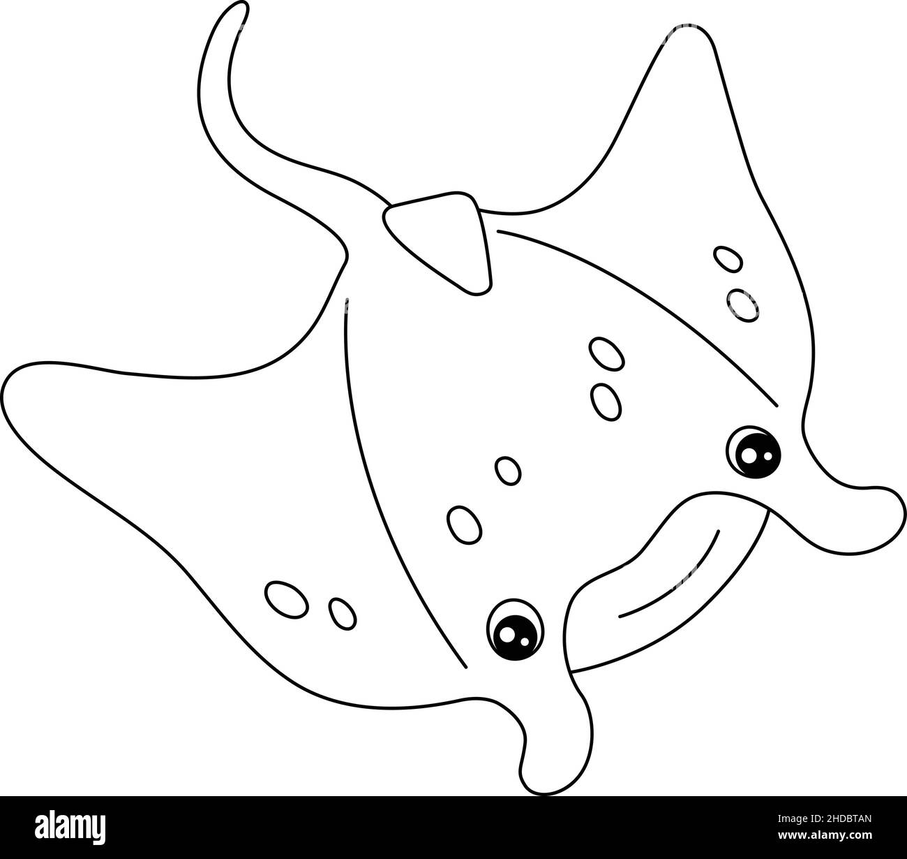 Manta Ray Coloring Page Isolated for Kids Stock Vector