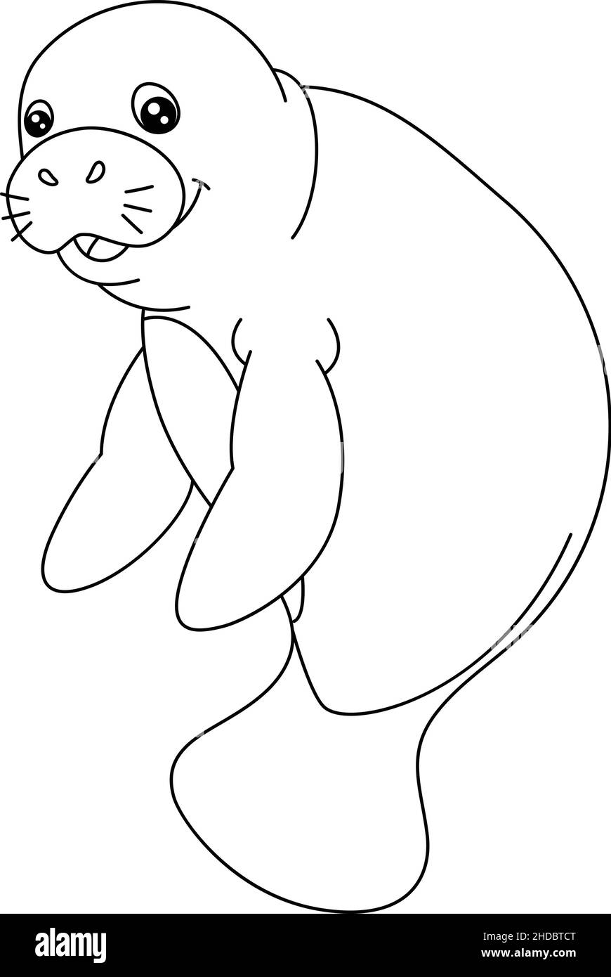 Manatee Coloring Page Isolated for Kids Stock Vector