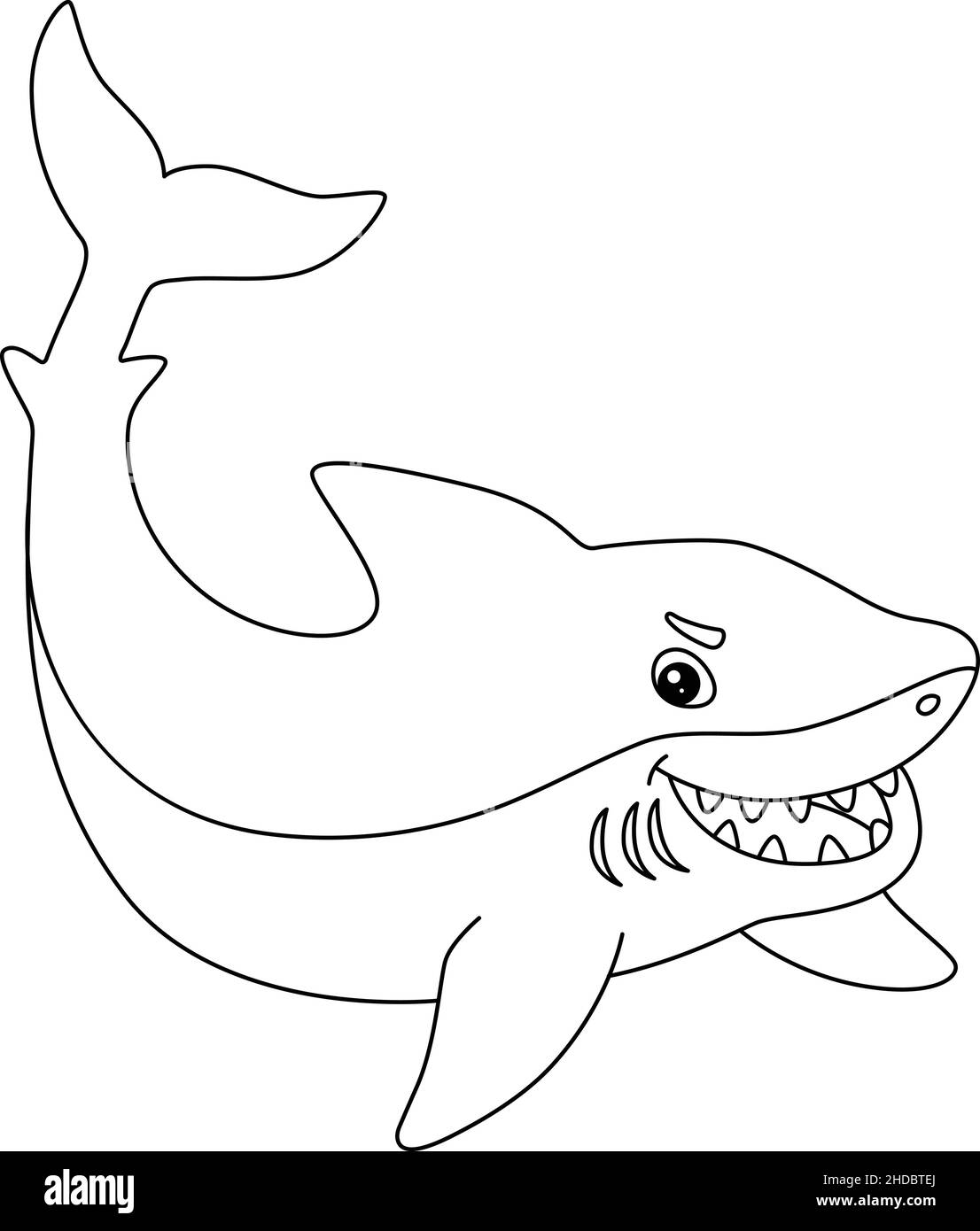 Great White Shark Coloring Page Isolated for Kids Stock Vector