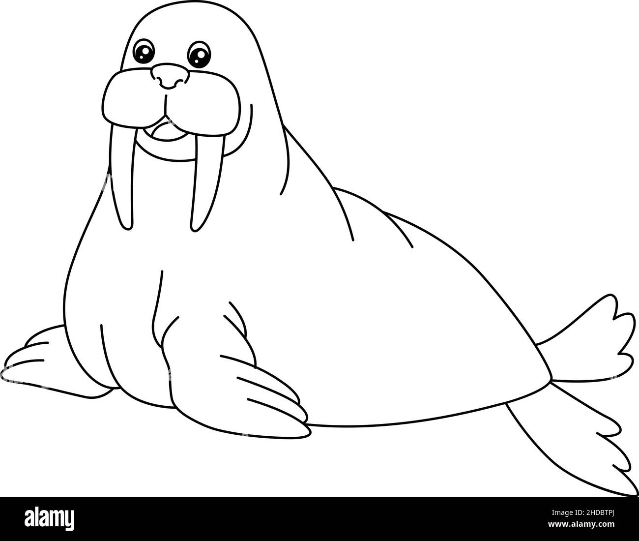 Walrus Coloring Page Isolated for Kids Stock Vector