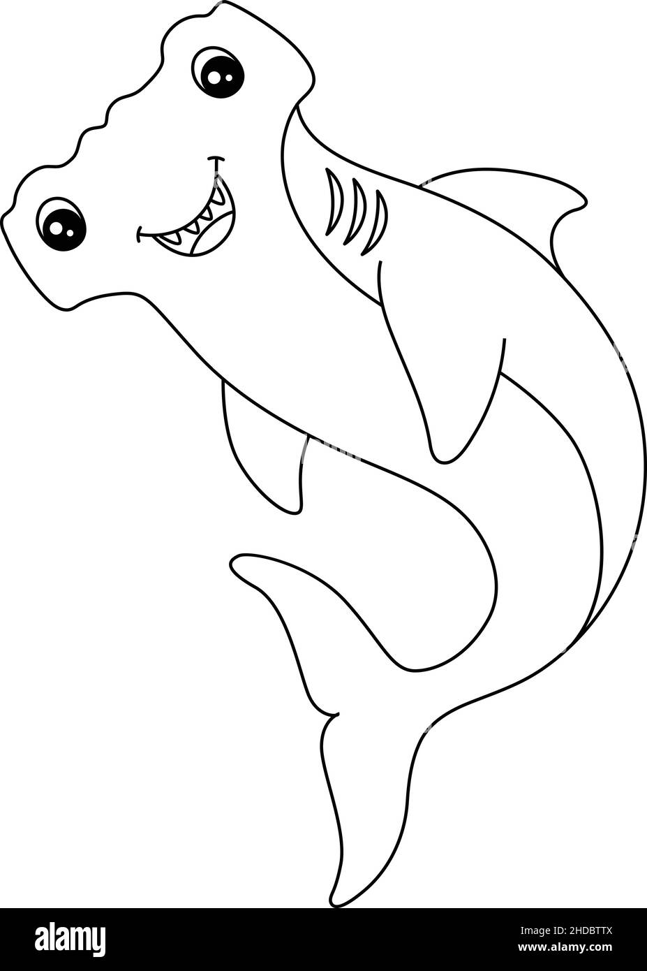 Hammerhead Shark Coloring Page Isolated for Kids Stock Vector