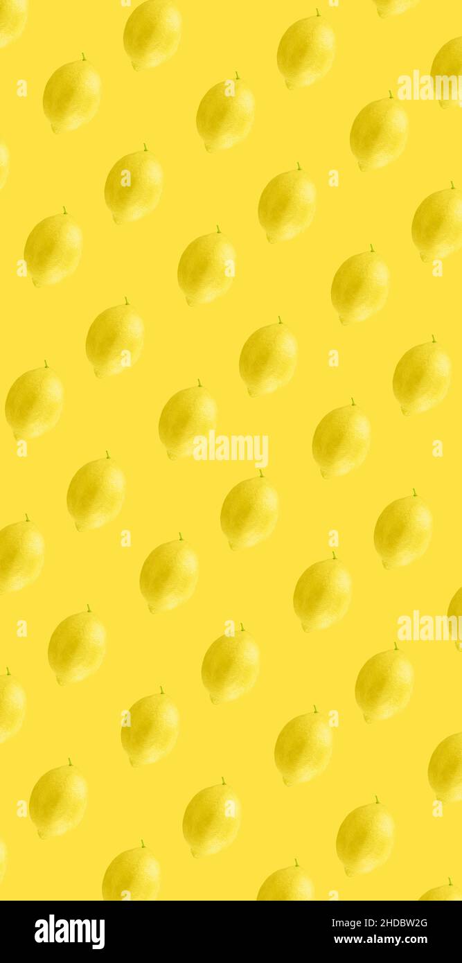 Lemon as seamless pattern isolated on yellow background Stock Photo