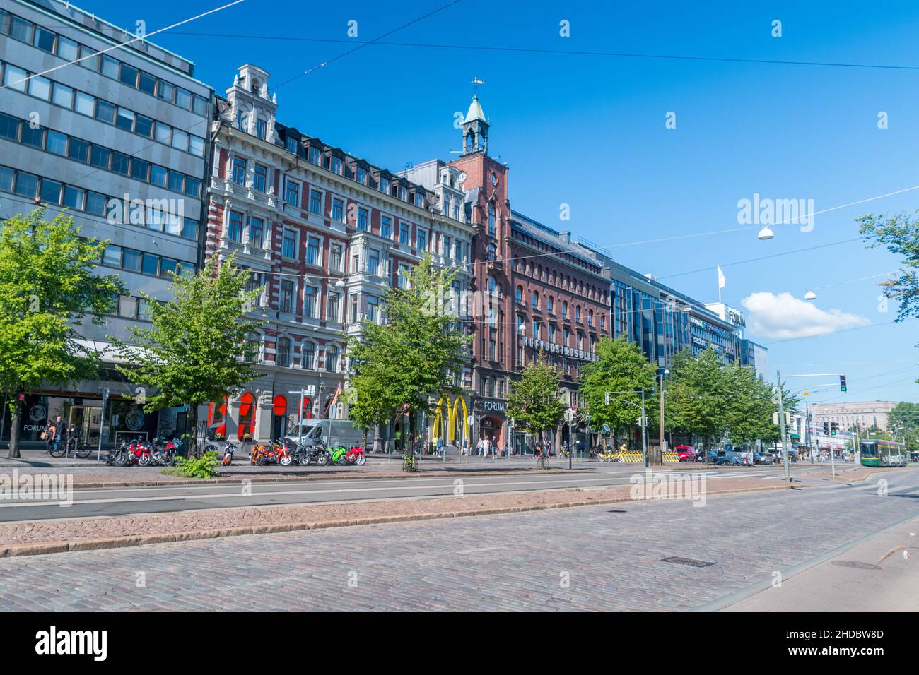Helsinki, Finland - August 5, 2021: Street view on Mannerheimintie. Stock Photo