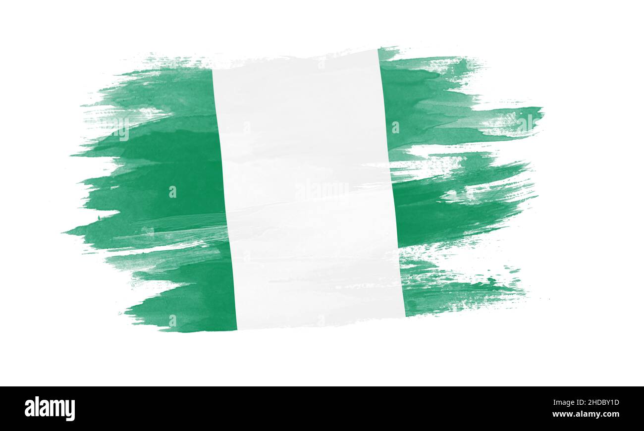 Nigeria flag brush stroke, national flag on white background Stock ...