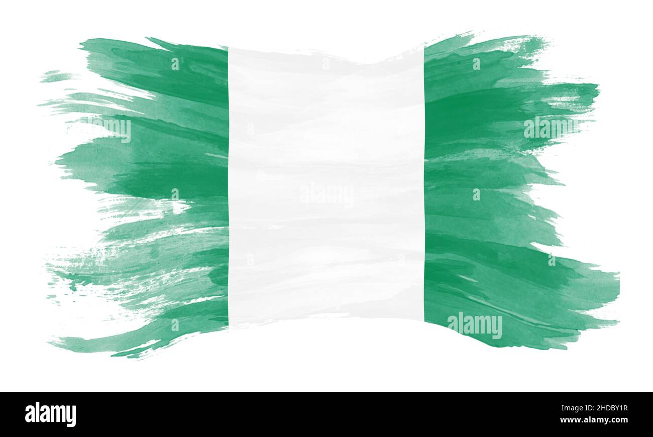 Nigeria flag brush stroke, national flag on white background Stock ...