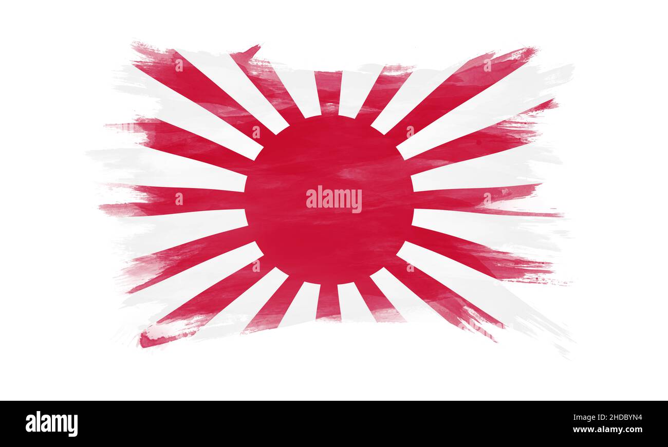 Rising Sun flag brush stroke, national flag on white background Stock