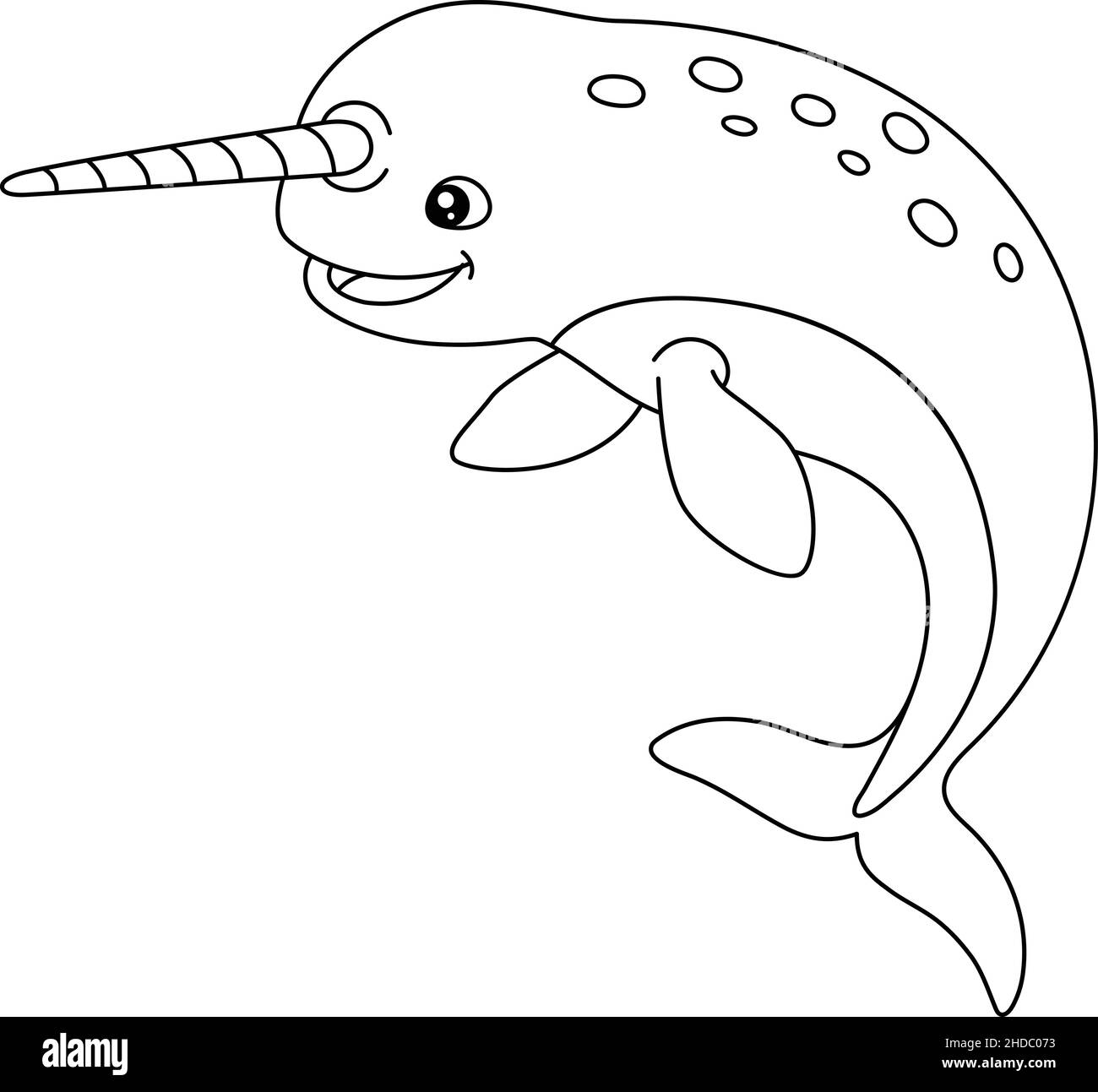 Narwhal Coloring Page Isolated for Kids Stock Vector