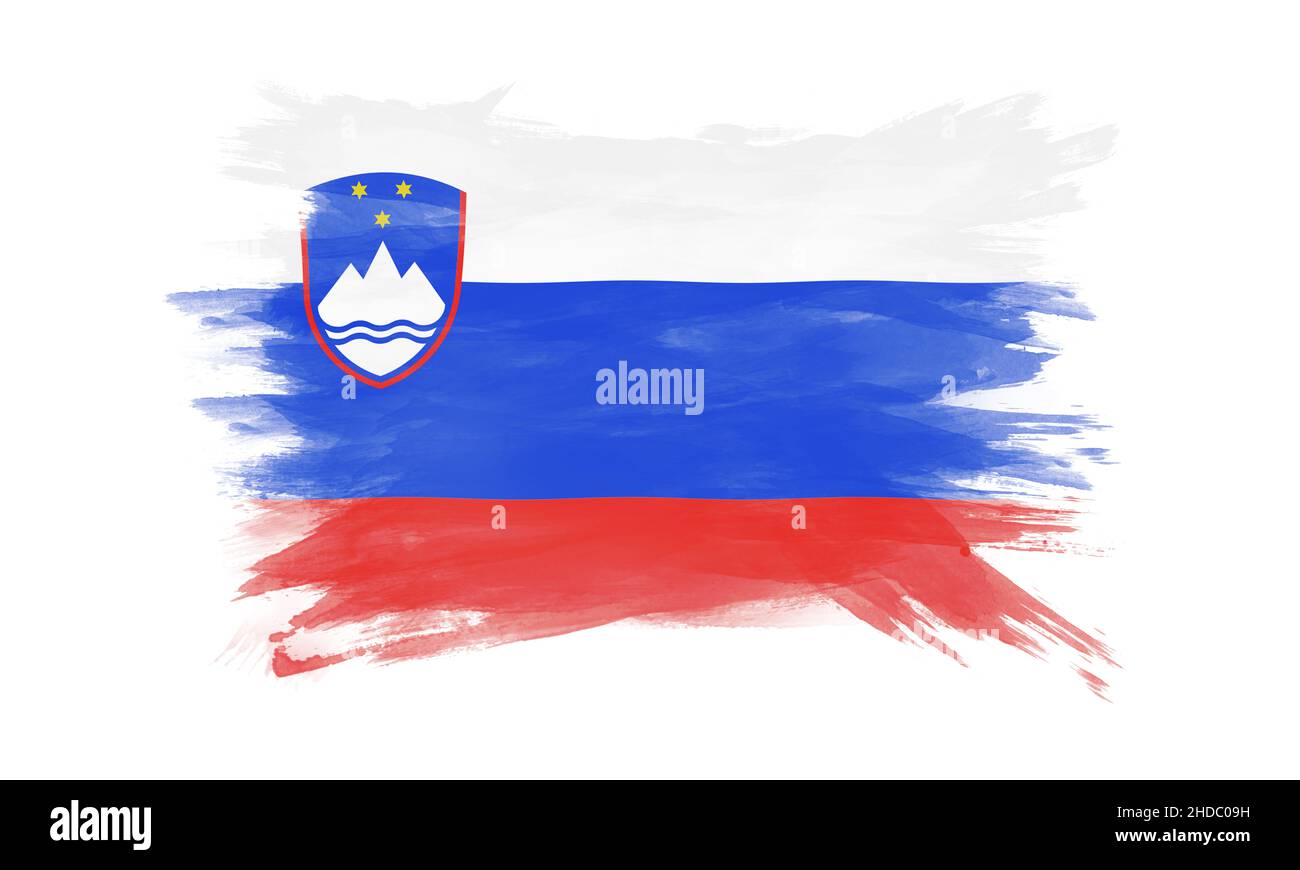 Slovenia flag brush stroke, national flag on white background Stock ...