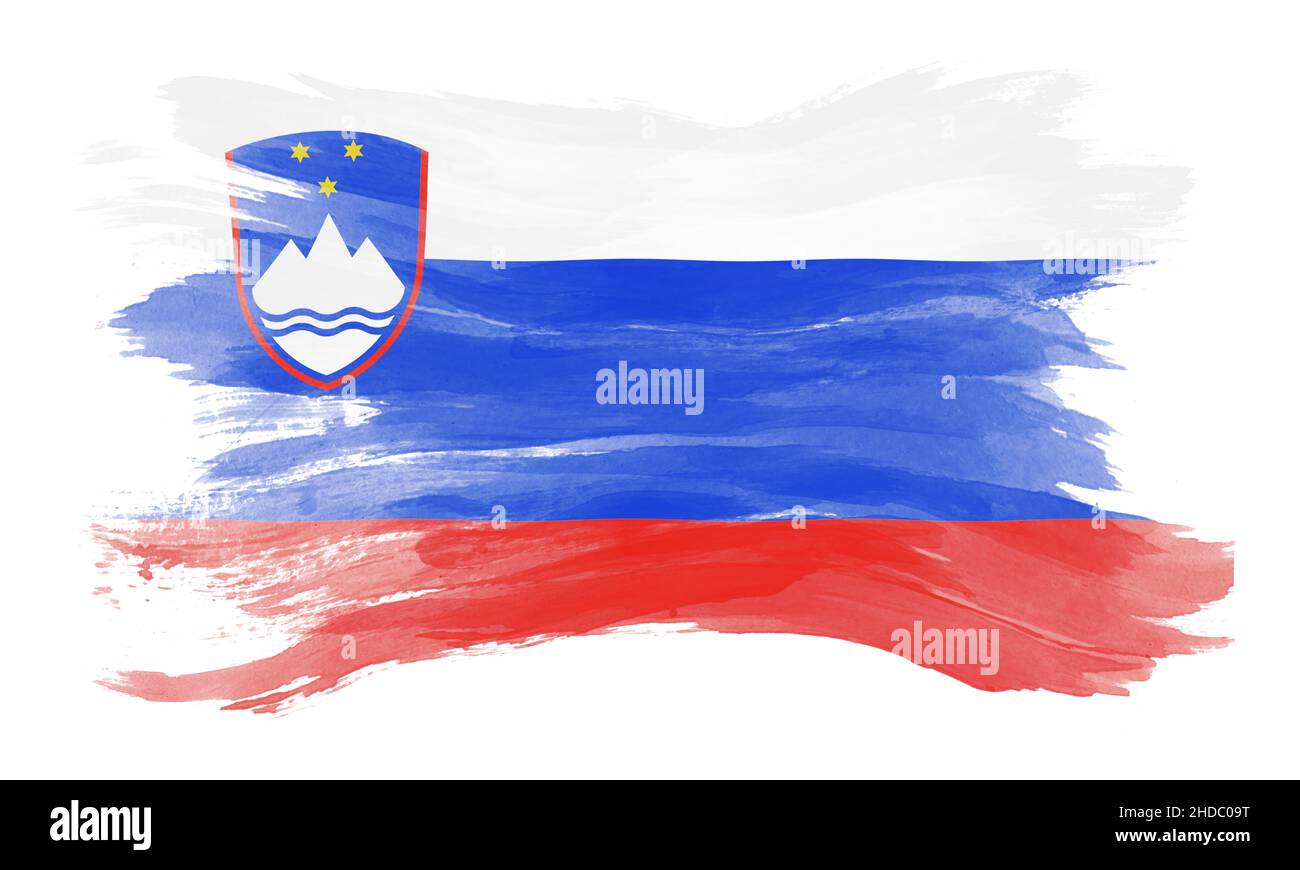 Slovenia flag brush stroke, national flag on white background Stock ...