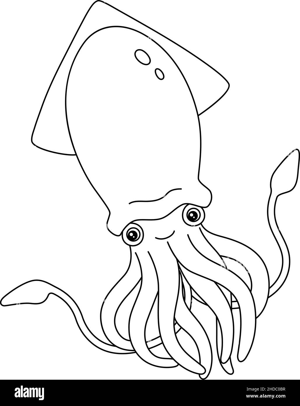 Giant Squid Coloring Page Isolated for Kids Stock Vector