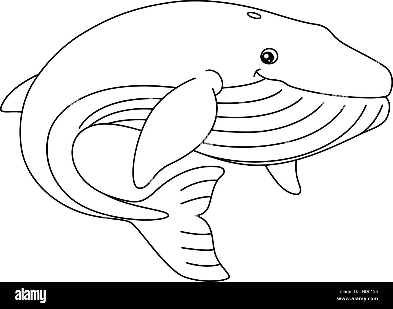 Blue Whale Coloring Page Isolated for Kids Stock Vector