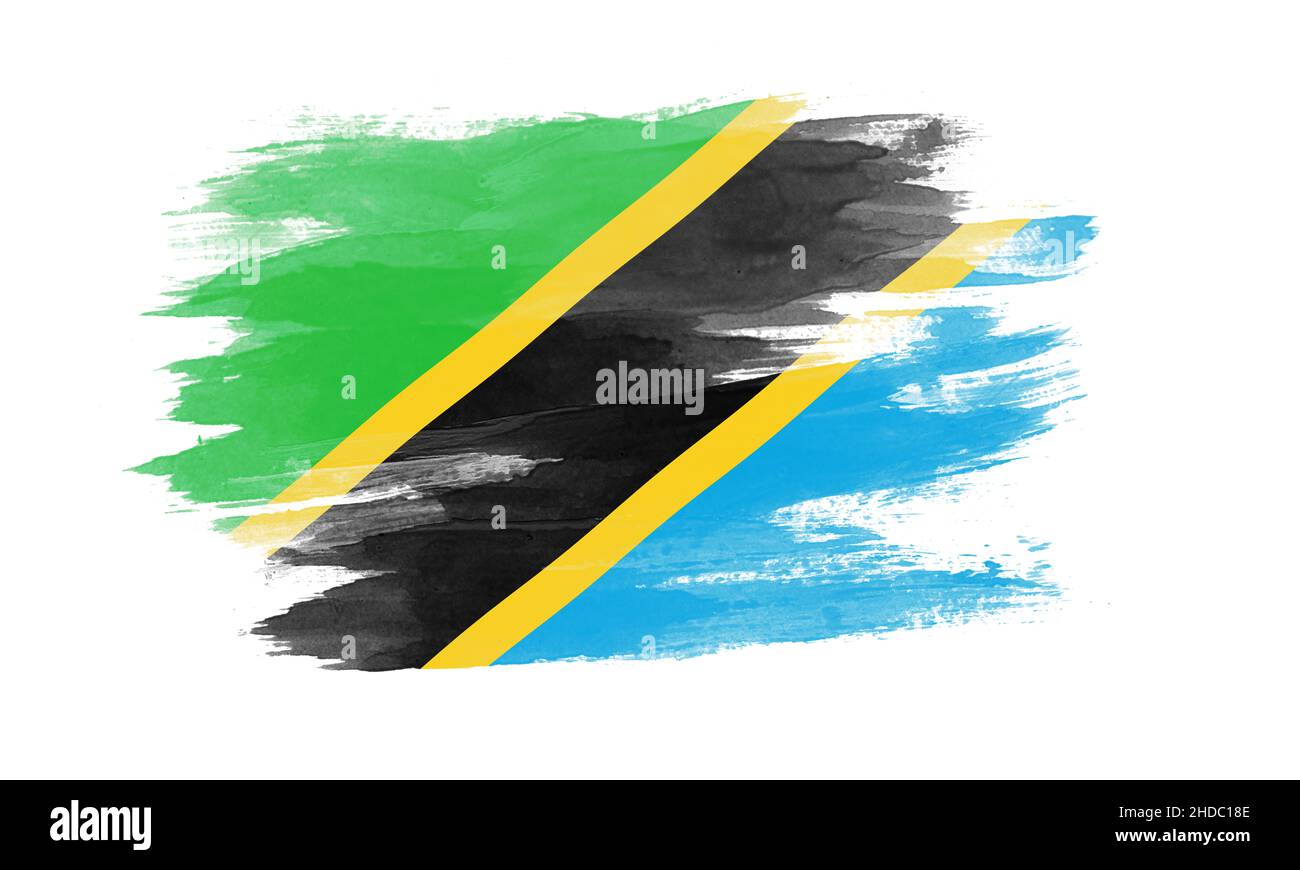 Tanzania flag brush stroke, national flag on white background Stock ...
