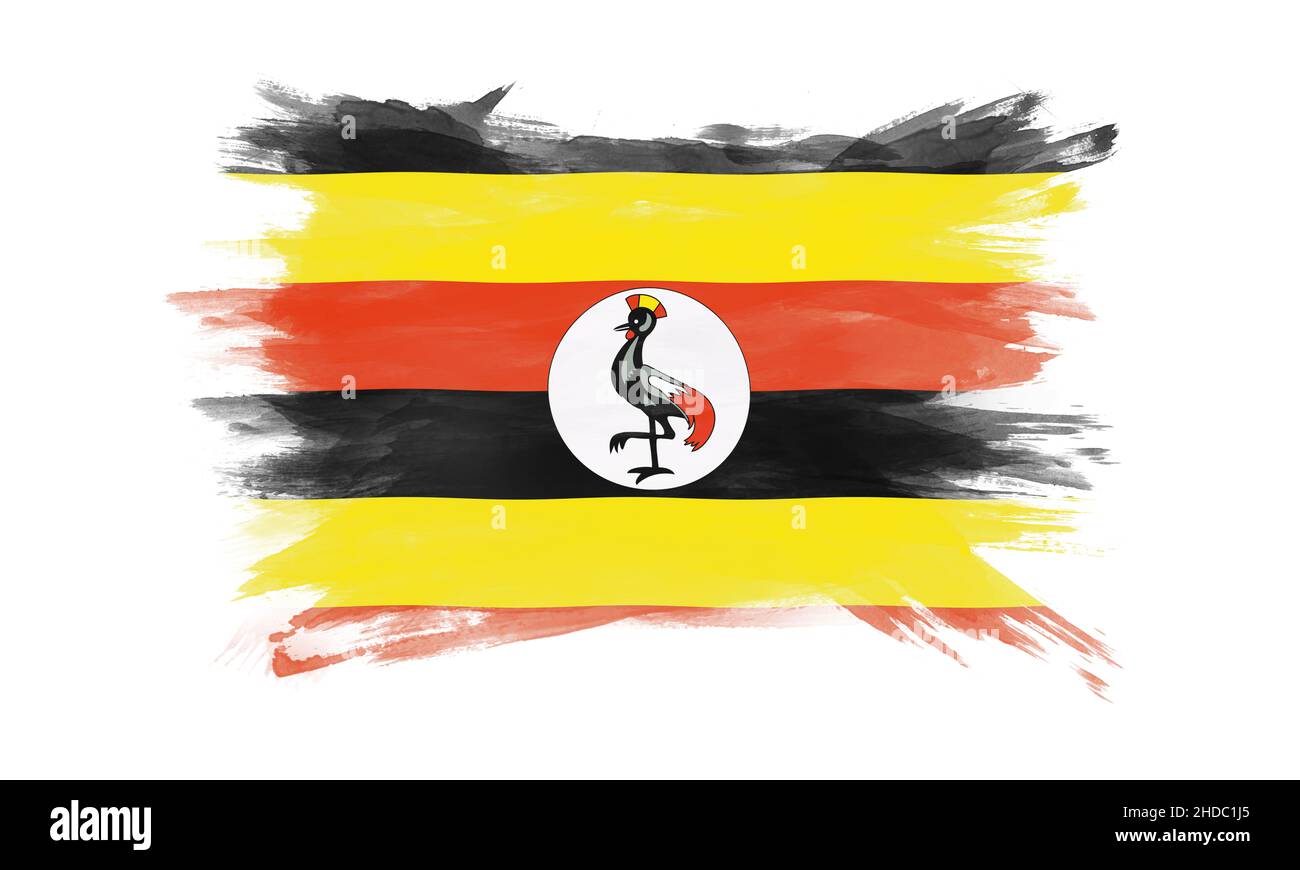 Uganda flag brush stroke, national flag on white background Stock Photo ...