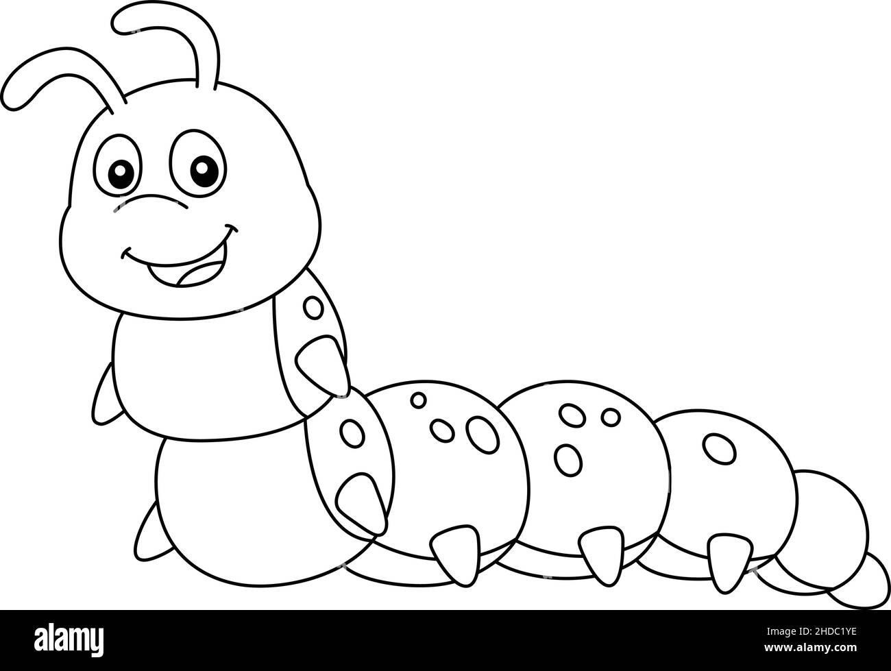 Caterpillar Coloring Page Isolated for Kids Stock Vector