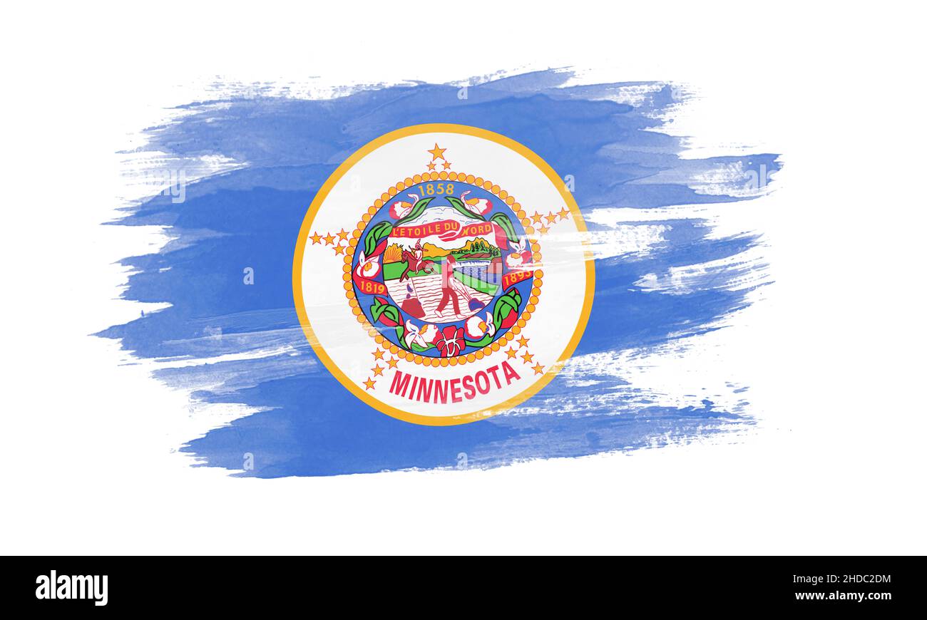 Minnesota state flag brush stroke, Minnesota flag background Stock Photo