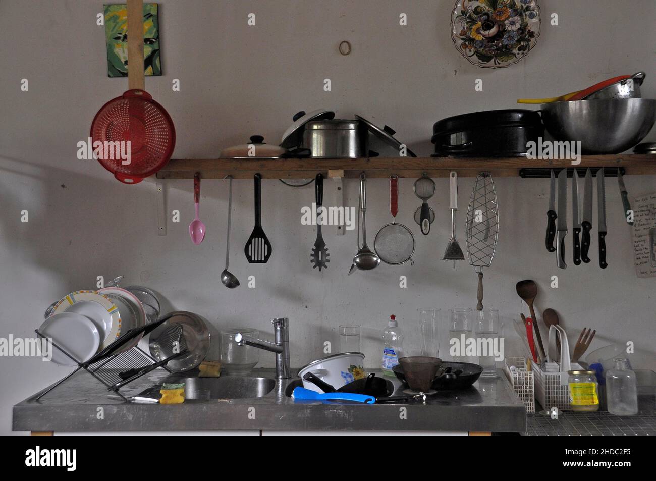 Old-fashioned and kitchen with kitchen utensils Stock Photo - Alamy