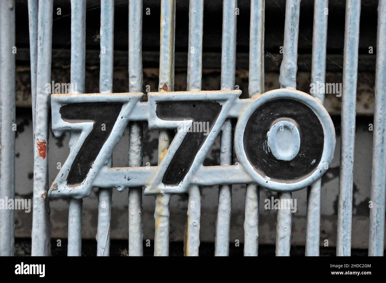 Number 770 on radiator grille of MAN Diesel truck Stock Photo Alamy