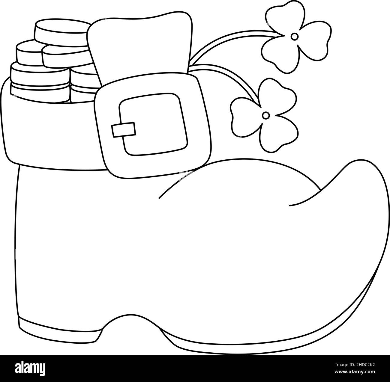 St. Patricks Day Shoe Coloring Page for Kids Stock Vector