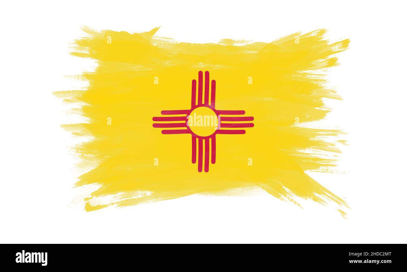 New Mexico state flag brush stroke, New Mexico flag background Stock