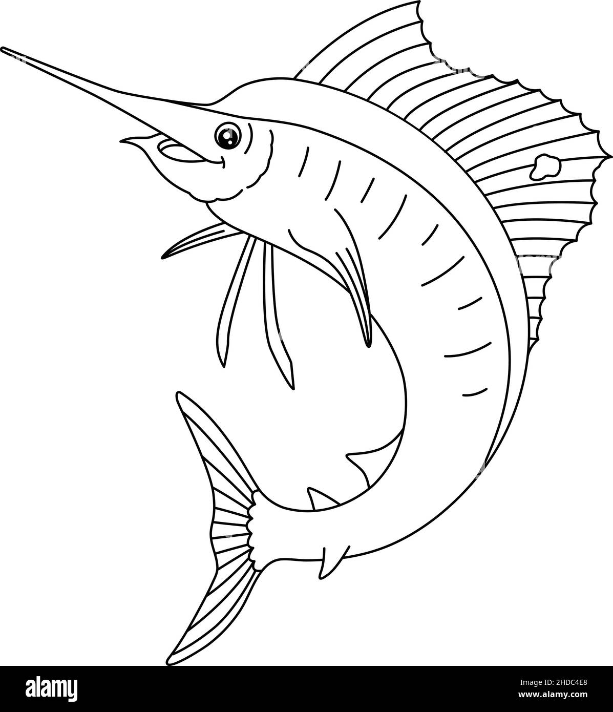 Sailfish Coloring Page Isolated for Kids Stock Vector