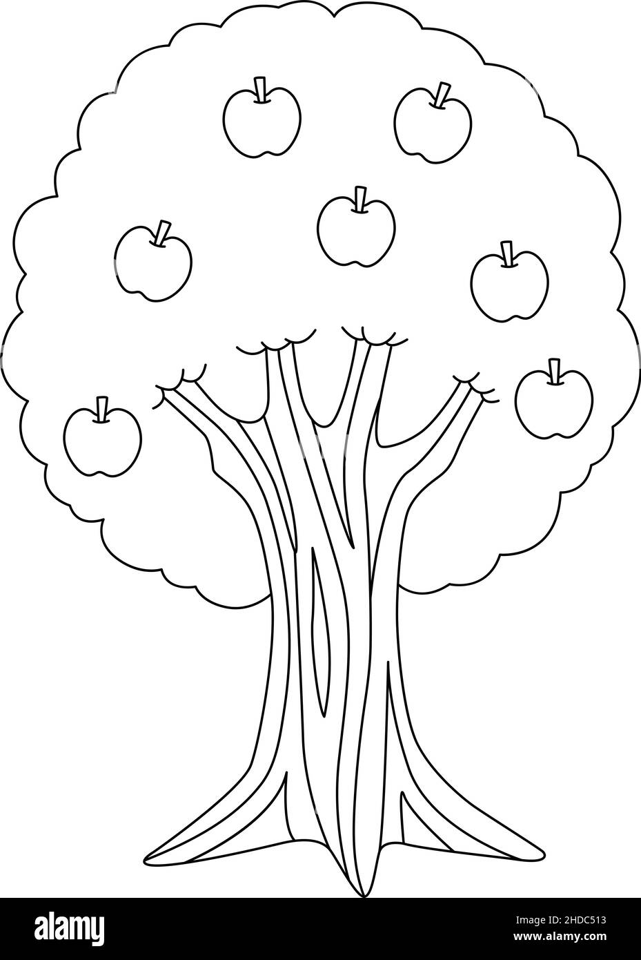 Apple Tree Coloring Page Isolated for Kids Stock Vector Image ...