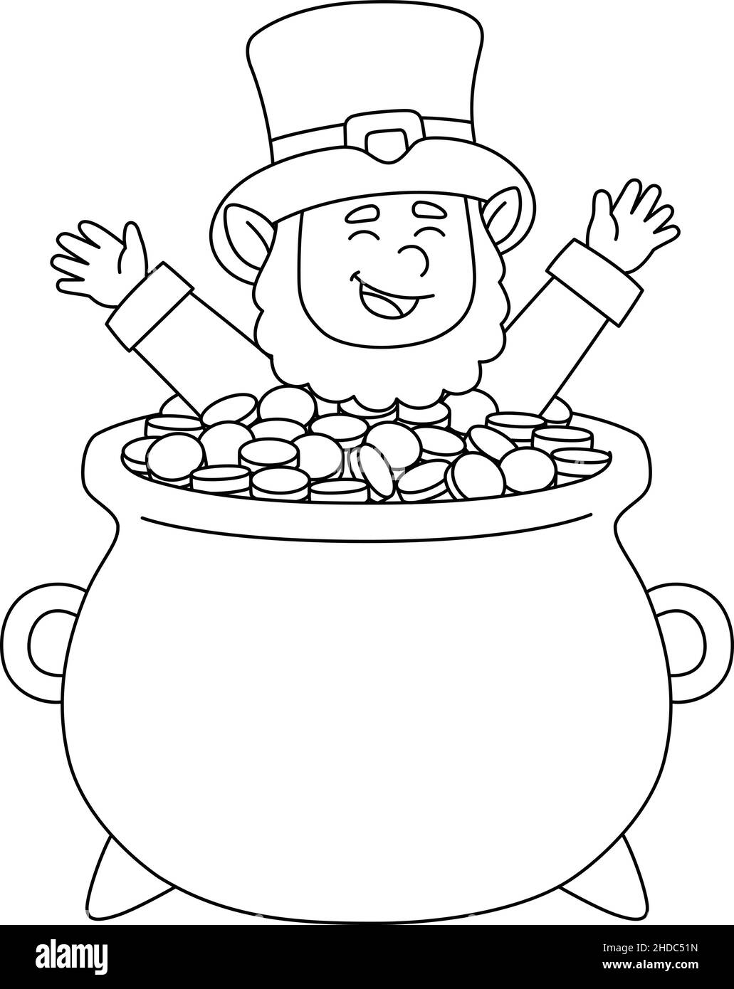 St. Patricks Day Leprechaun Coloring Page for Kids Stock Vector Image