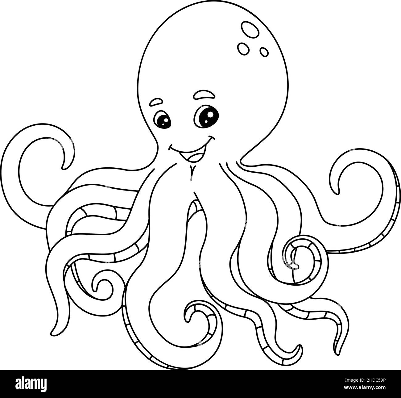 Octopus Coloring Page Isolated for Kids Stock Vector