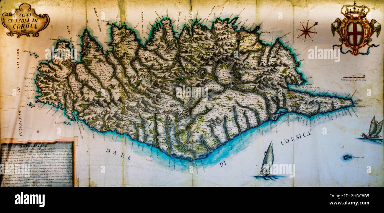 Historical map, Corsica, Corsica, France Stock Photo