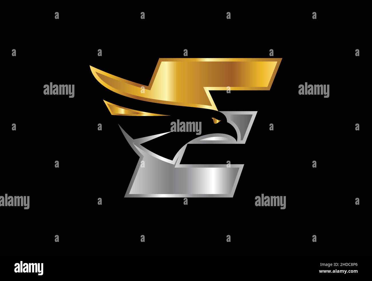 Initial monogram letter with Eagle head negative space symbol. Creative ...