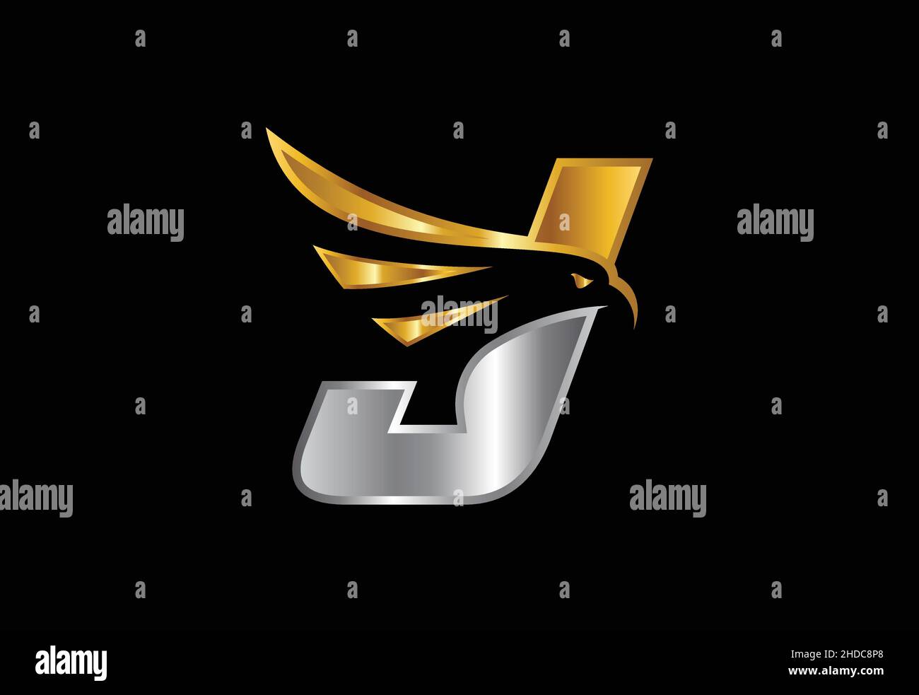 Initial monogram letter with Eagle head negative space symbol. Creative ...