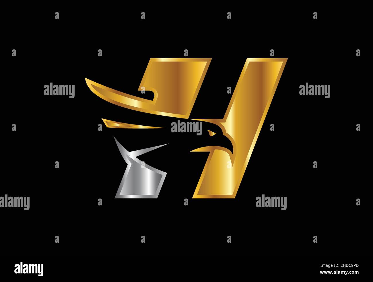 Initial monogram letter with Eagle head negative space symbol. Creative ...