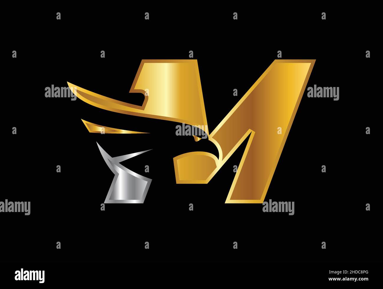 Initial monogram letter with Eagle head negative space symbol. Creative ...