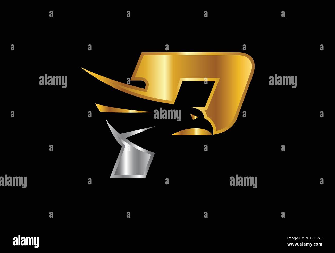 Initial monogram letter with Eagle head negative space symbol. Creative ...