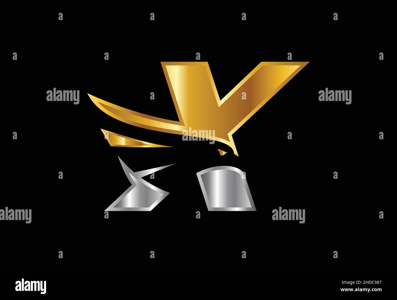 Initial monogram letter with Eagle head negative space symbol. Creative ...