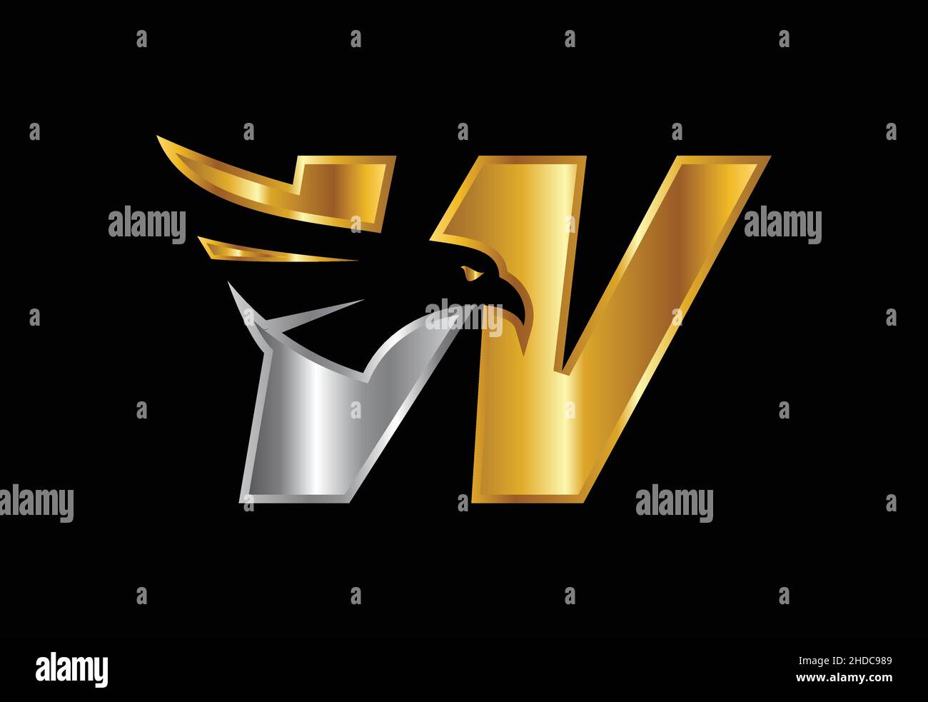 Initial monogram letter with Eagle head negative space symbol. Creative ...