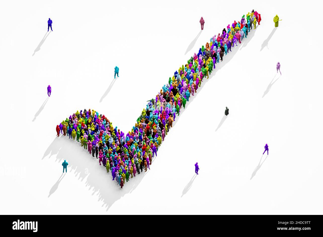 Crowds of People in Success Shape. Goal or Achievement concept. 3D ...