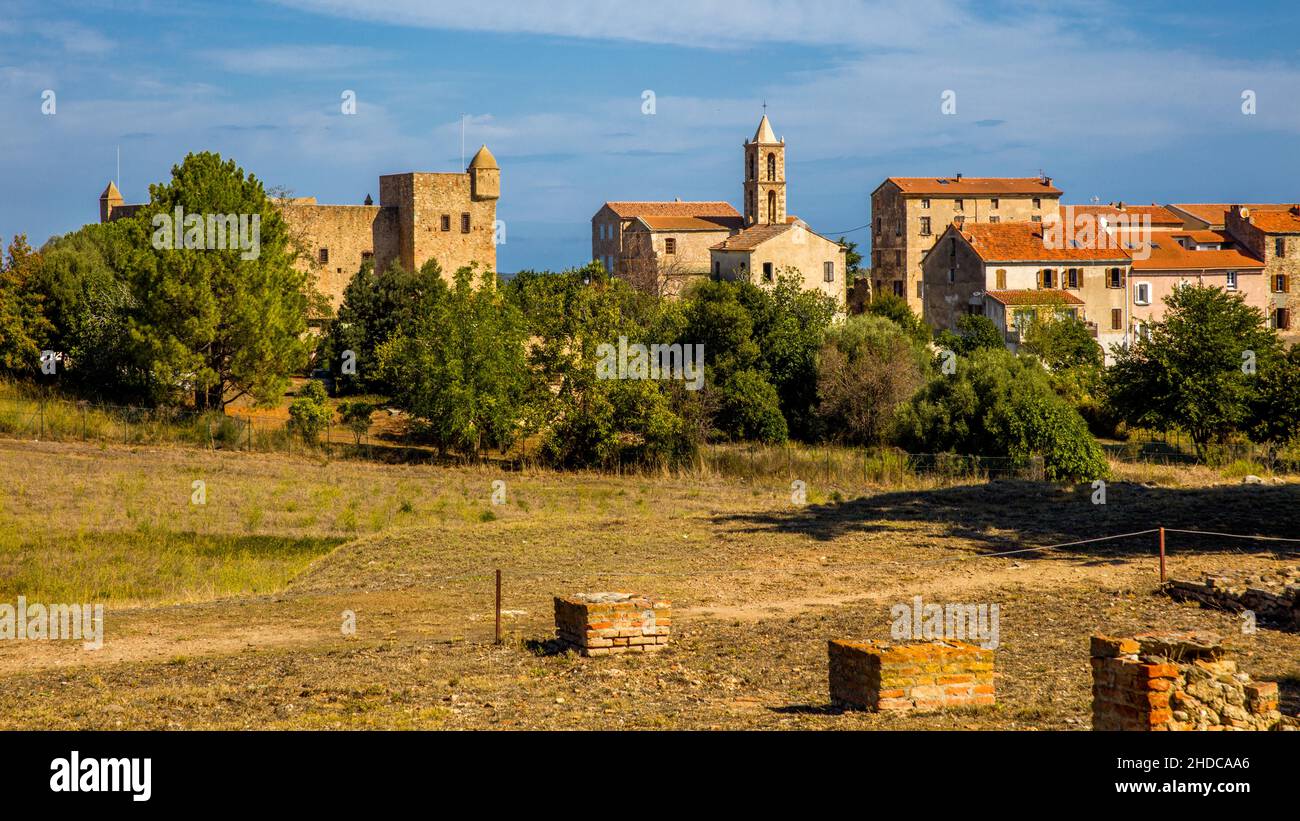 Genoese Fort de Matra, Roman town of Aleria, Corsica, Aleria, Corsica, France, Europe Stock Photo