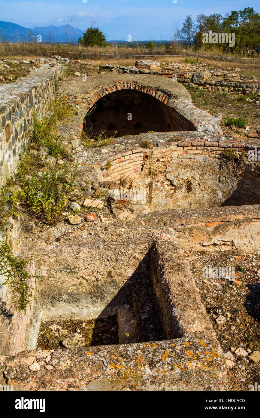 Excavation site site, Roman city of Aleria, Corsica, Aleria, Corsica, France, Europe Stock Photo