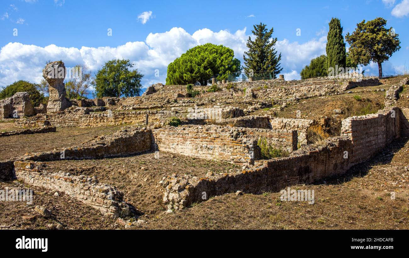 Excavation site site, Roman city of Aleria, Corsica, Aleria, Corsica, France, Europe Stock Photo
