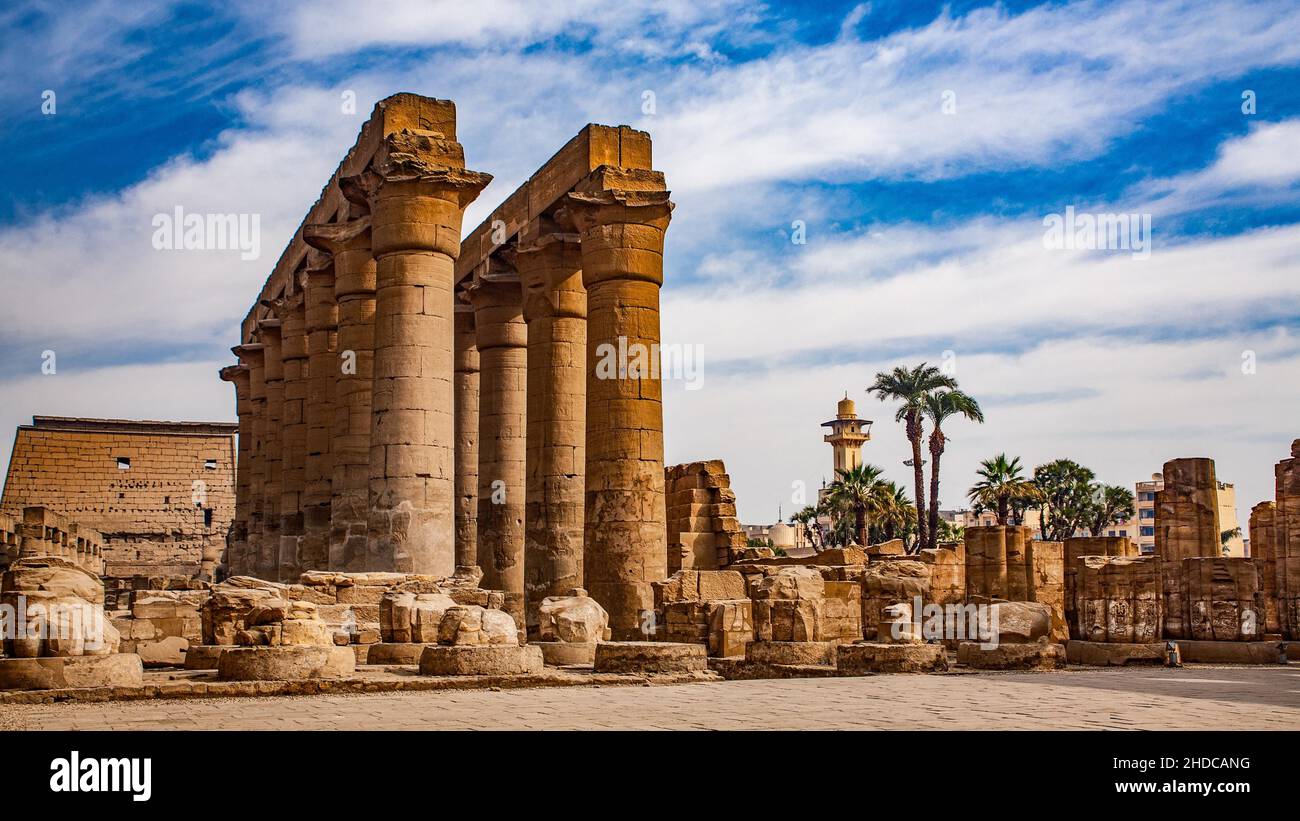 Great Colonnade, Luxor Temple, Thebes, Egypt, Luxor, Thebes, Egypt, Africa Stock Photo