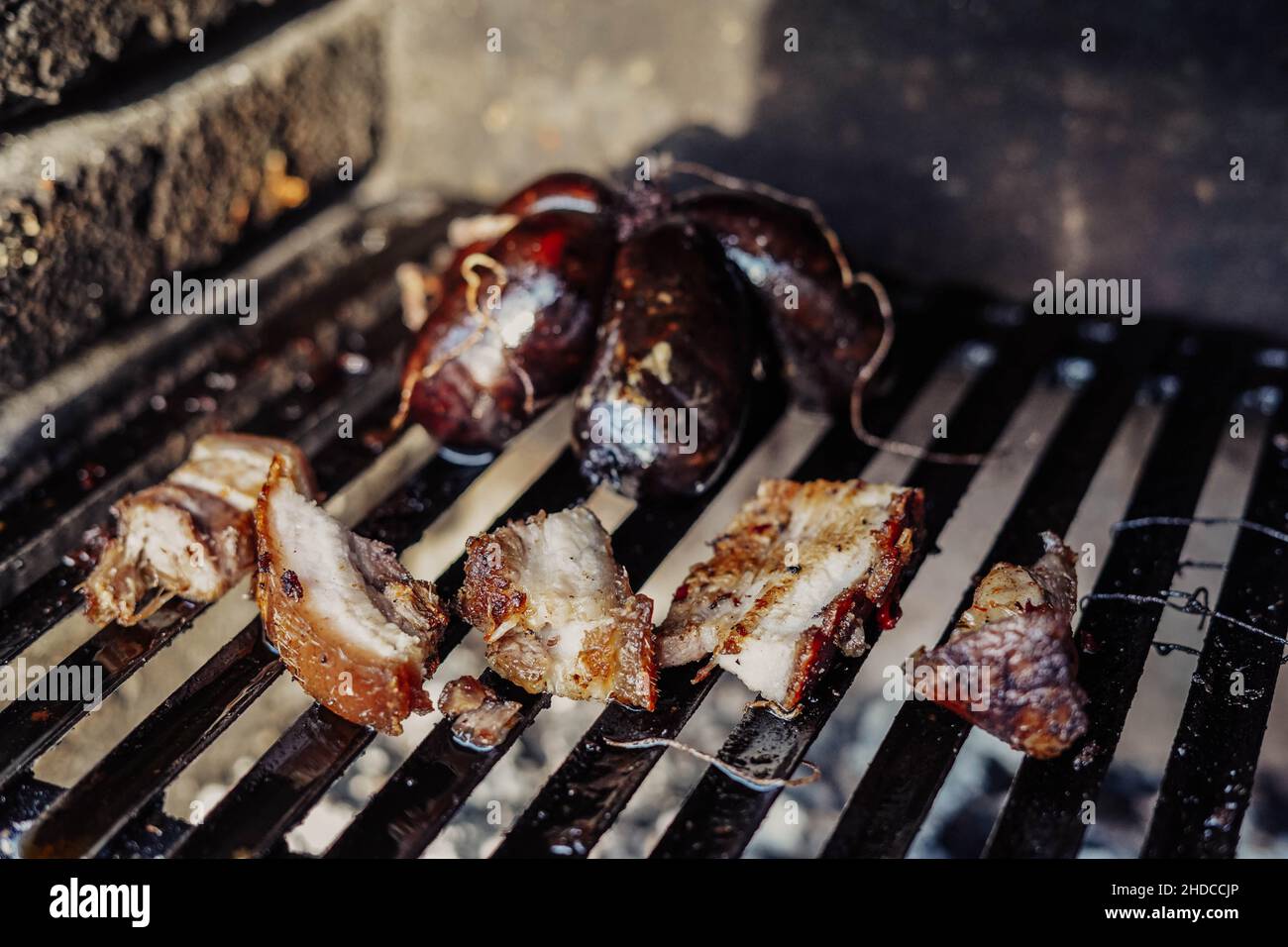 South American style barbecue with different cuts of veal Stock Photo