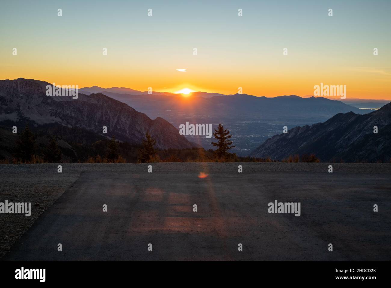 pastel sunset viewed from wasatch mountains Stock Photo