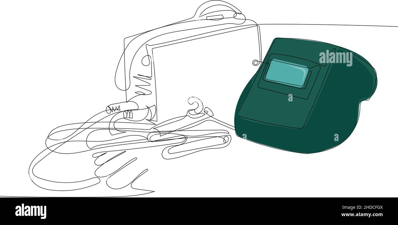 Continuous line welding mask with welding machine Stock Vector