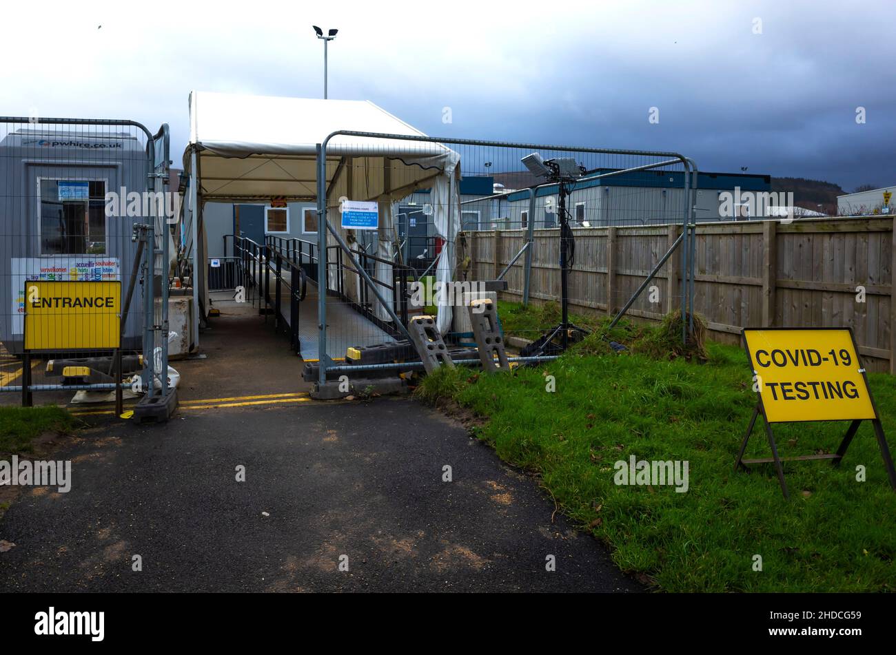 A roadside walk-in Covid 19 testing station in North Yorkshire England Stock Photo