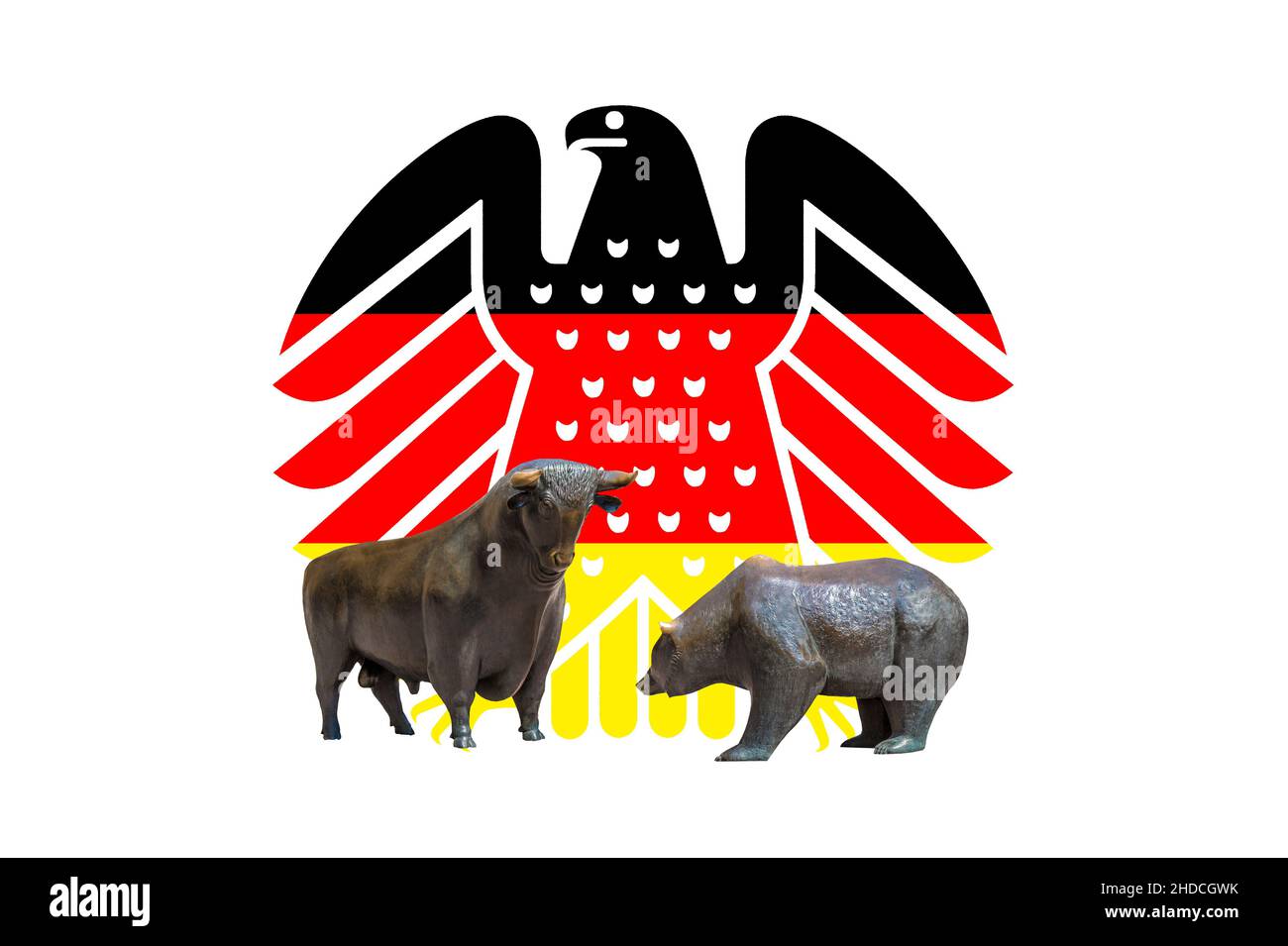 Neuer Bundesadler in den Farben schwarz-rot-gold, Wappentier der  Bundesrepublik Deutschland, Inschrift: ASYL Stock Photo - Alamy