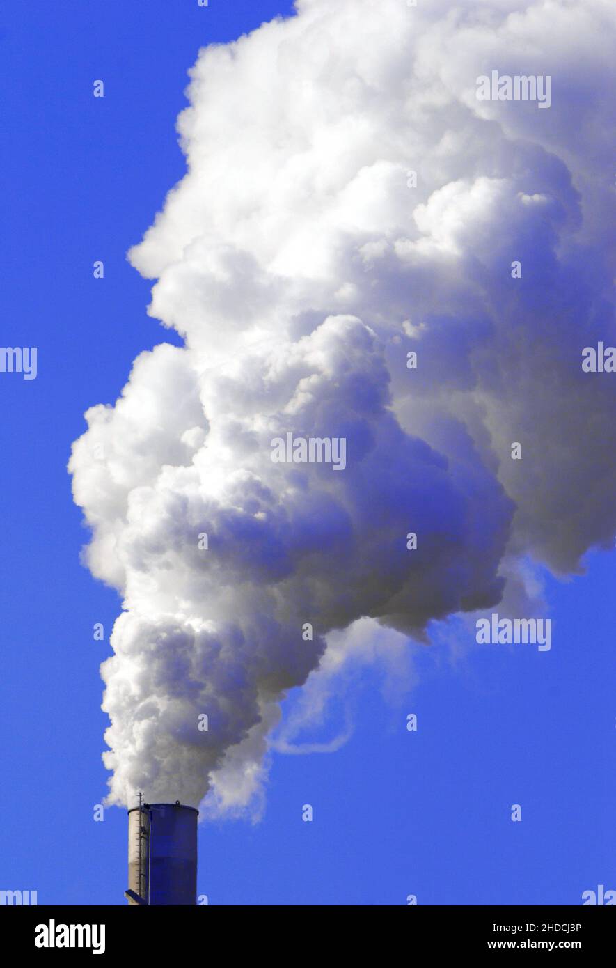 Rauchender Schlot, Kraftwerk, Schornstein, Schadstoffausstoss, Umweltverschmutzung, Stock Photo
