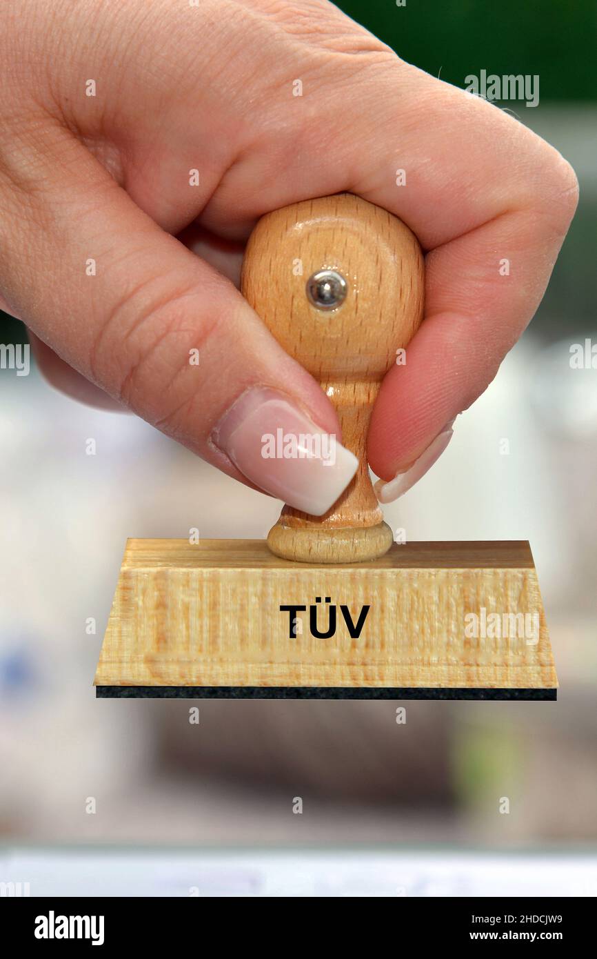 Stempel, Holzstempel, Aufschrift, TÜV, Technischer Überwachungs Verein  Stock Photo - Alamy