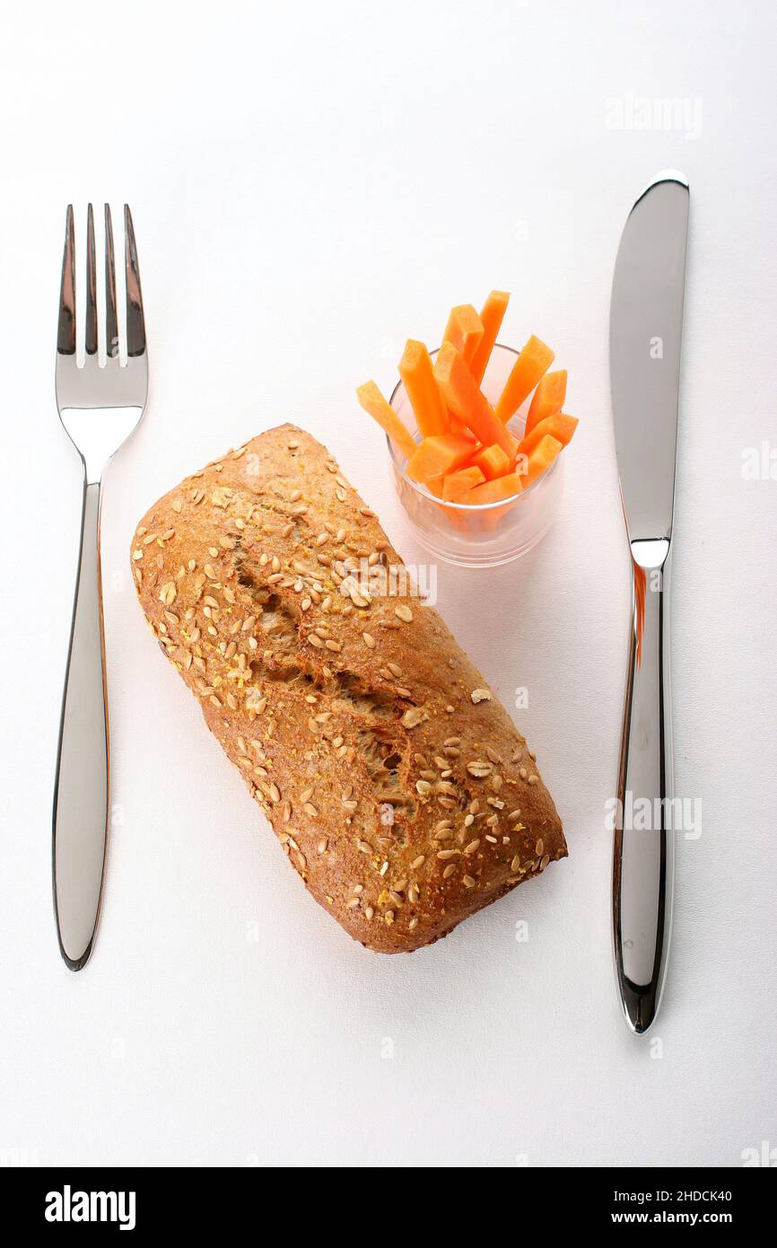 Brot und Pommes, Frühstück, Gesunde Jause, Stock Photo