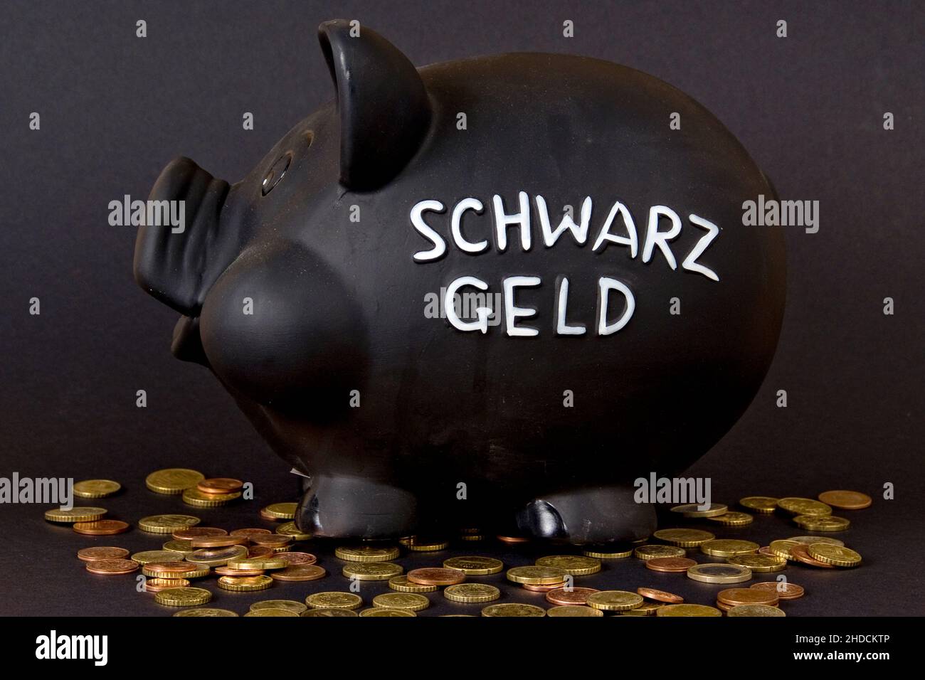 Sparschwein mit der Aufschrift Schwarzgeld, Stock Photo